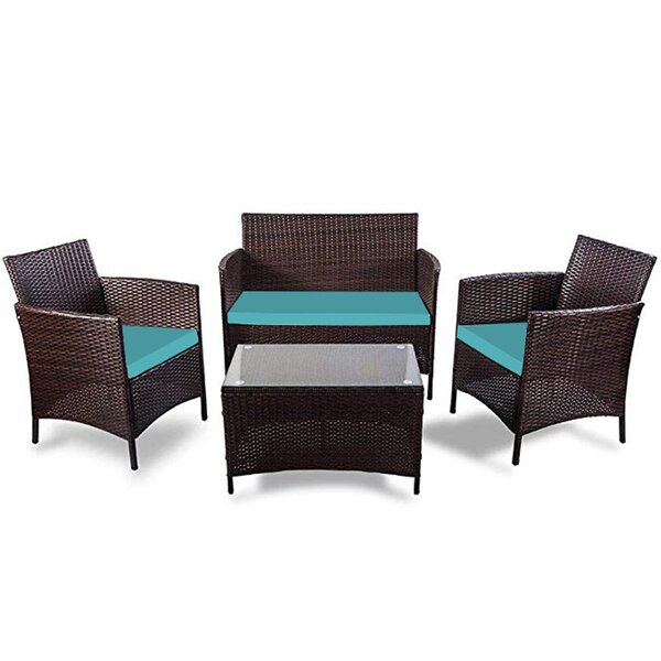Andover Mills™ Laisha 4 Piece Rattan Sofa Seating Group